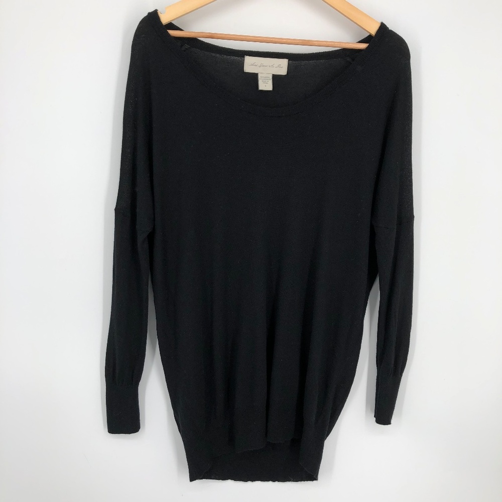 Ami Dans‎ La Rue Womens Sweater Size Small Black Cashmere Modal Dolman Longline